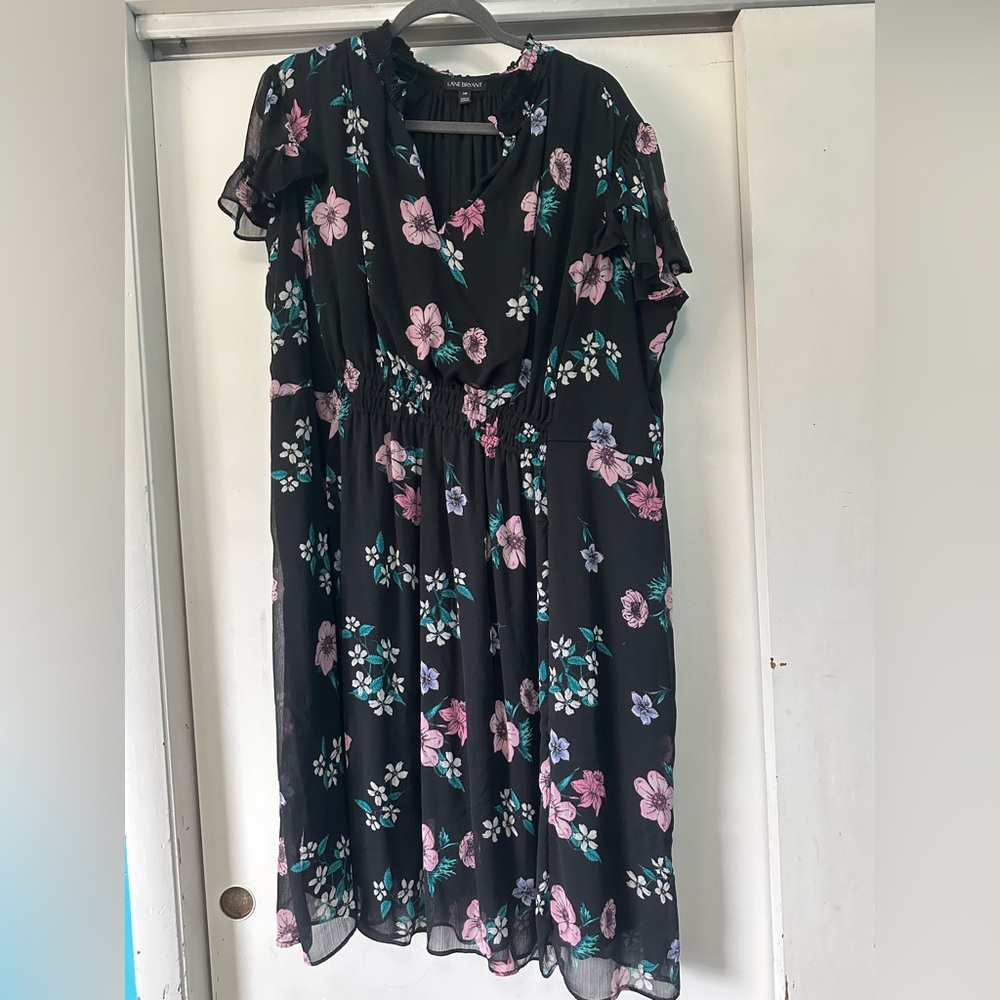 Lane Bryant Floral Black Dress